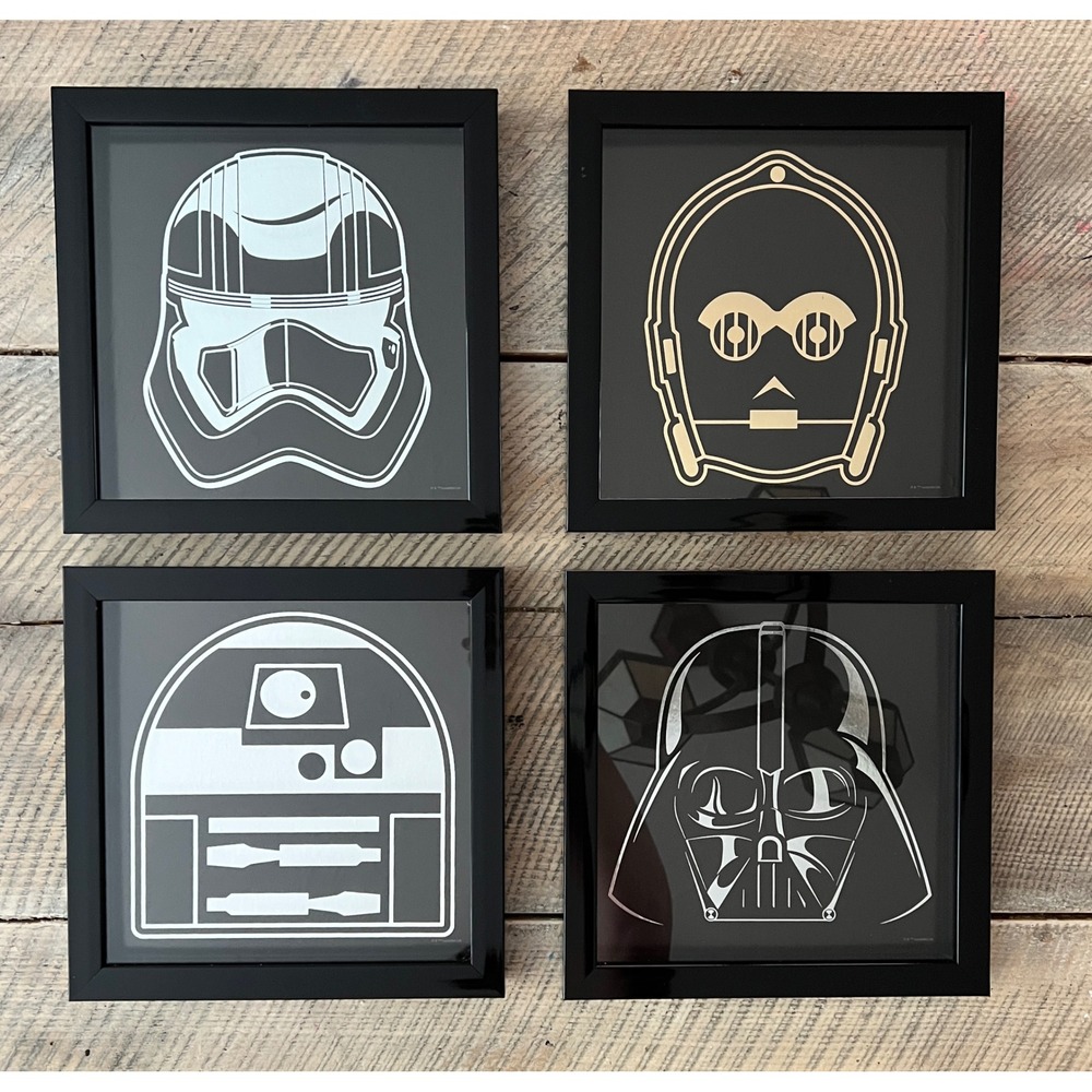 Artissimo Star Wars Framed Wall Art Set 4 10x10 Black Silver‎ Gold Excellent